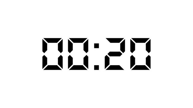 Countdown Digital Clock Animation 25 to 0 second Countdown digital clock timer icon.Animation of glowing 25 to 0 second countdown timer. minute stopwatch , analog clock icon animation. 4k video