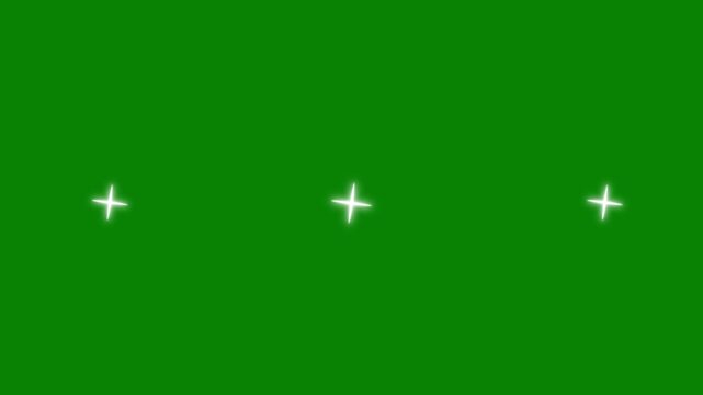 Twinkle Sparkling stars Shining animation, glowing stars, magical twinkling stars animated, Green Screen Background, retro shine movement.4k Animation, white cartoon doodle star.