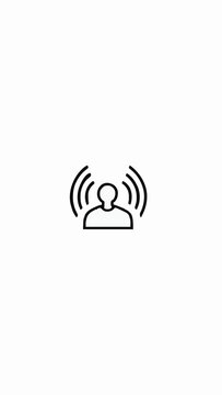 Person with Signal Waves Telepathy Line Art Icon Vector