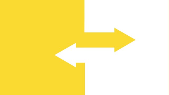 A yellow arrow advances against a static white arrow until it prevails, representing active force, persistence, pressure, and overcoming resistance.