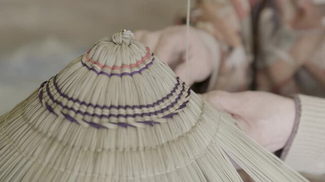 Traditional Bon Odori Hat Being Handcrafted in Ugo Town Akita Prefectu