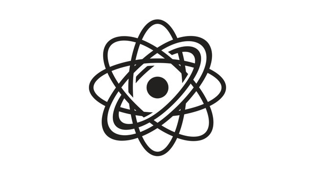 Black Atom Model Icon On White Background