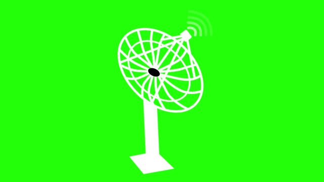 Satellite dish icon with signal waves simple communication symbol animation