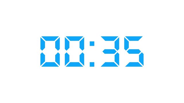 Countdown Digital Clock Animation 40 to 0 second Countdown digital clock timer icon.Animation of glowing 40 to 0 second countdown timer. minute stopwatch , analog clock icon animation. 4k video