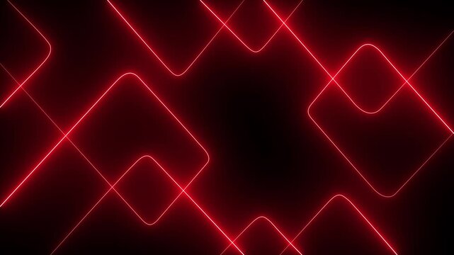 A vibrant dynamic neon line patterns in blue and red gradient abstract background. Neon  red laser lines animation on black screen.4k