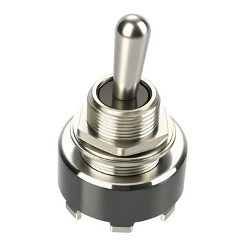 White 3 d toggle switch with metal lever isolated on transparent background p n g a i generated isolated on a transparent background