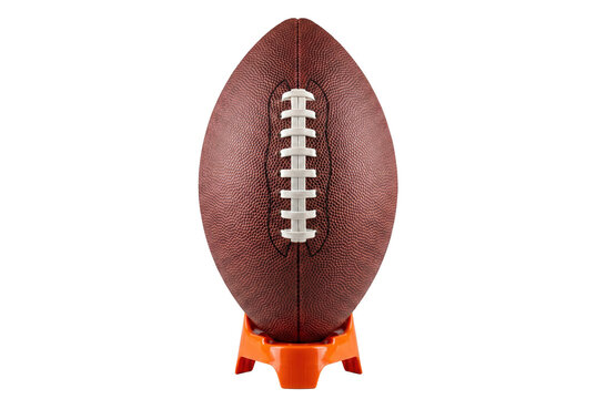 American Football on an Orange Kicking Tee