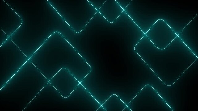 A vibrant dynamic neon line patterns in blue and red gradient abstract background. Neon cyan laser lines animation on black screen. 4k
