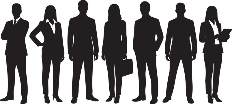 Business professionals display leadership in silhouettes that provide space for creative designs.