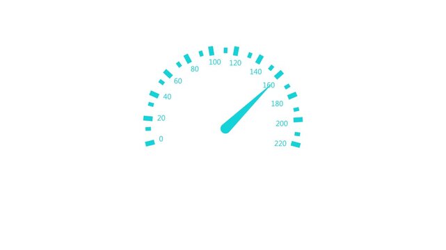 Minimal speedometer gauge with markings and needle showing a high speed reading animation