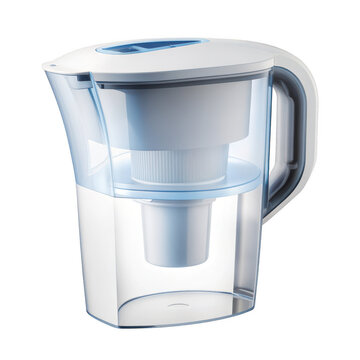 White water filter pitcher with blue lid isolated on transparent background p n g a i g e n e r a t e d isolated on a transparent background