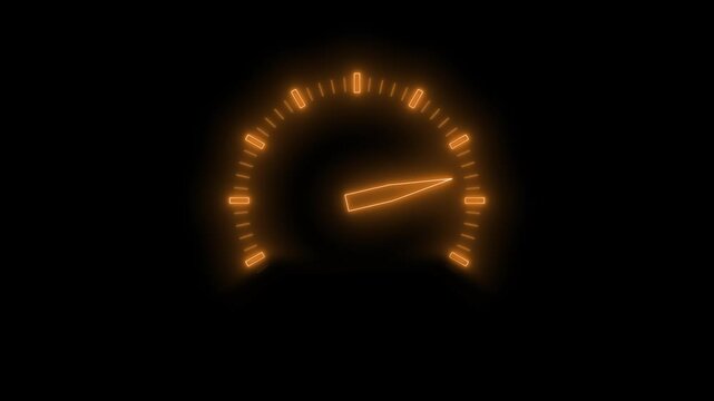 Glowing speedometer dial on a black background, showing a simple dashboard display with space for transport animation