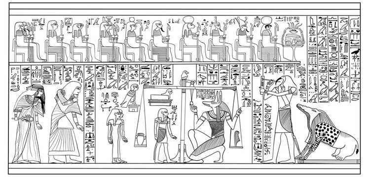 weighing of the heart from the book of the dead of ani - illustration 