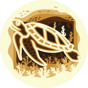Turtel Sea Animals 3D Papercut