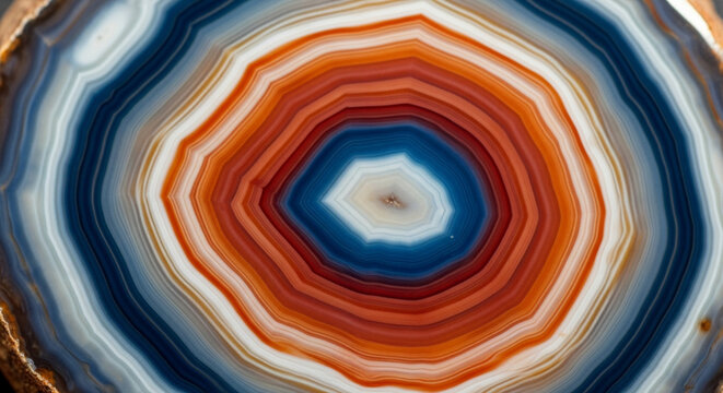Abstract Agate Slice Macro Texture | Swirling Earth Tones & Blue