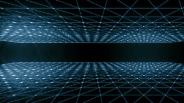 Blue cybernetic grid landscape geometric grid