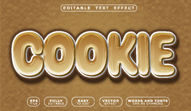  Cookie Biscuit Chocolate Sweet Bakery Dessert Crunchy Homemade Typography Lettering Alphabet Graphic Vector Fully Editable Smart Object Text Effect
