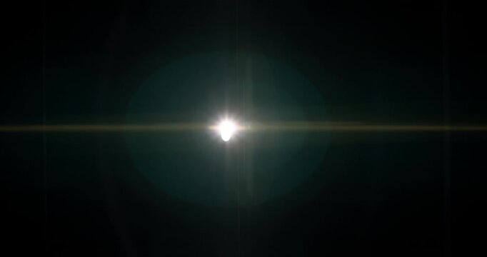 Anamorphic wide lens flare burst in slow motion, isolated on black background. Cinematic light streaks, ideal for VFX compositing, overlays, sci-fi transitions and film effects.