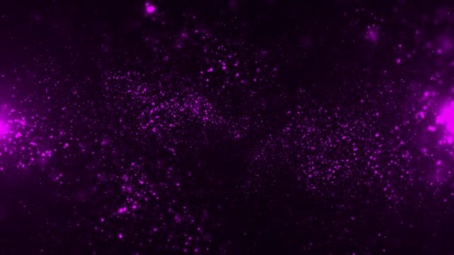 Glowing pink particles abstract background with atmospheric bokeh light and shallow depth of field. This glitzy motion background animation is full HD.