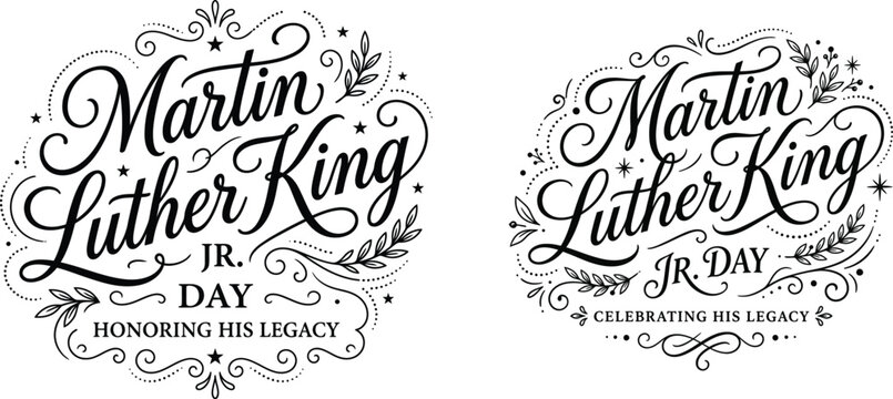 Elegant Martin Luther King Jr Day decorative text design with floral accents