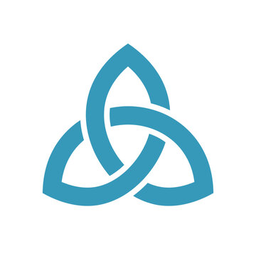 Blue Celtic trinity knot triquetra spiritual icon.