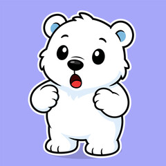Fototapeta premium Cute Surprised Polar Bear Illustration 