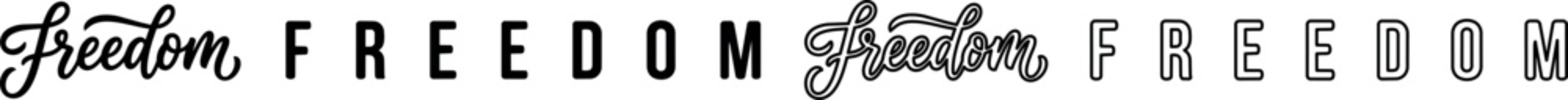 Freedom text in two distinct typography styles on white background © Santiago