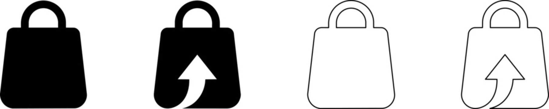Shopping bag icons with upward arrow for return or upload