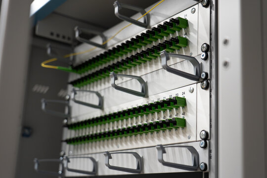 Fiber Optic Distribution Panel in Data Network Cabinet