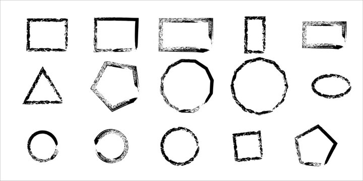 Black brush stroke geometric shapes collection for design projects and artistic applications