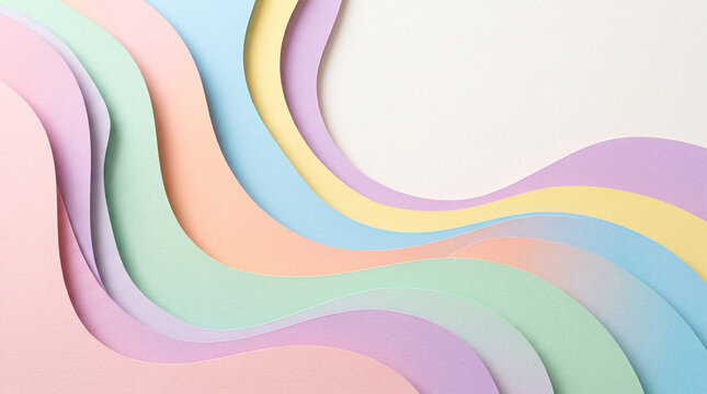 Pastel Paper Waves in Soft Layered Curves with Flowing Color Gradient Vector