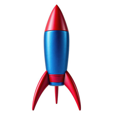 Single rocket launch startup concept, isolated on transparent background