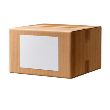 Shipping cardboard box, isolated on transparent background