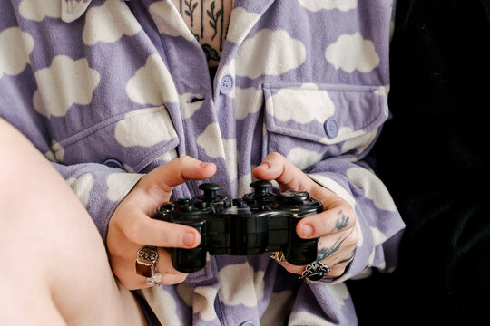 Playing video games.