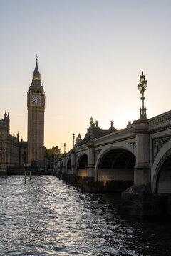 Westminster Bridge And Big Ben At Sunset Over The Thames