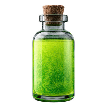 Green potion vial, isolated on transparent background