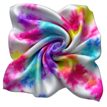 Vibrant flowing silk scarf, isolated on transparent background