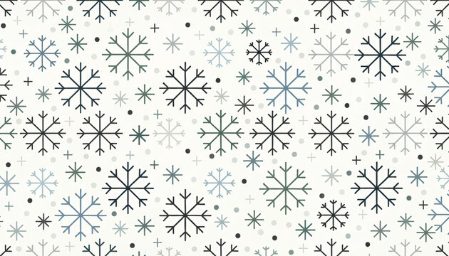Minimalist Geometric Snowflake Pattern Seamless Background Design In Soft Blue And Dark Grey Colors