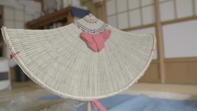 Traditional Bon Odori Hat Displayed Indoors in Ugo Town Akita Japan