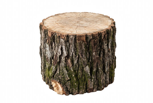 Rustic Natural Wood Tree Stump with Mossy Bark