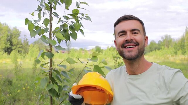 Landowner smiling next to Poplar Tree on His Plantation 