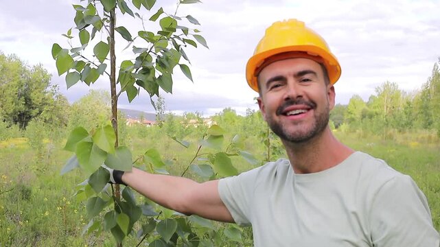 Landowner smiling next to Poplar Tree on His Plantation 