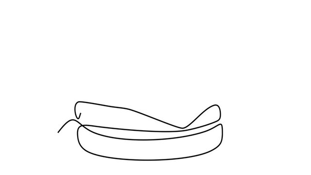 Animated self drawing of continuous line draw of  a burger. abstract illustration of a burger. fast food. Full length one line animation. 4K