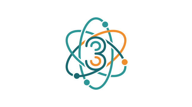 Modern atomic logo with number three center