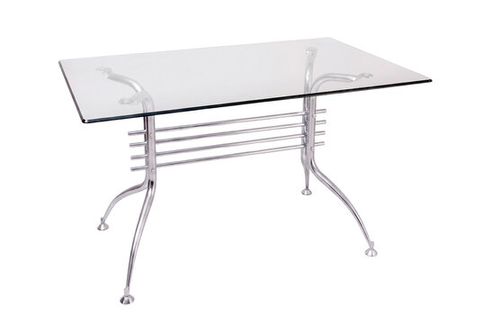 Modern Rectangular Glass Table with Chrome Metal Frame