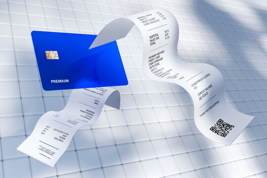 Premium Credit Card and Receipts in Futuristic Digital Payment Concept