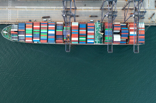 Container Ship at Industrial Port