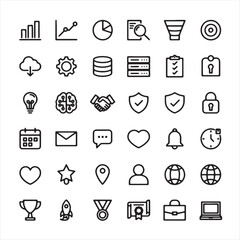 Fototapeta premium Set of business and web line icons Vector