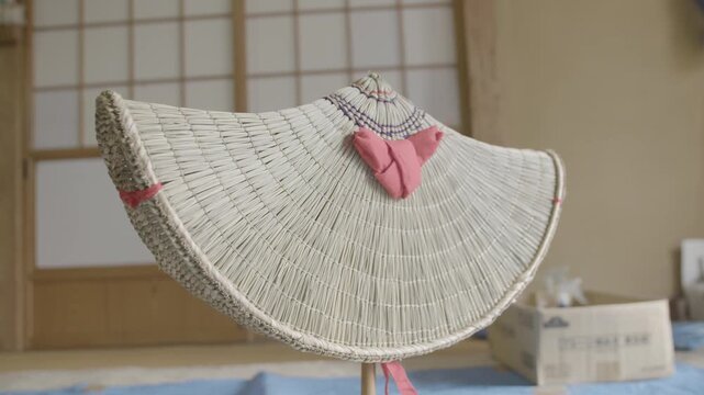 Traditional Bon Odori Hat Displayed Indoors in Ugo Town Akita Prefectu