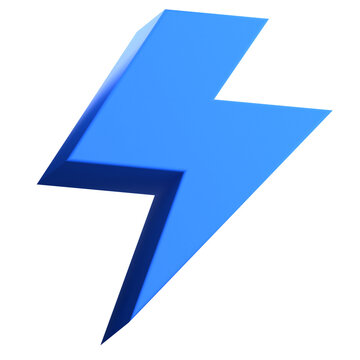 3D Blue Lightning Bolt Icon Illustration
